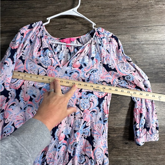 Lilly Pulitzer Pink and Blue Beach Graphic Blouse XS - Picture 4 of 10